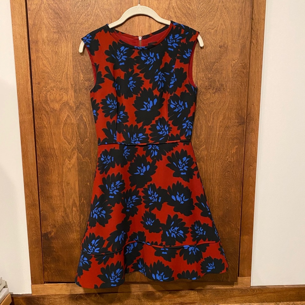 J.Crew deep red floral print dress, size 2